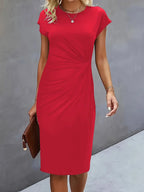 Mylene Midi Dress for Women – Elegant Flattering Cut & Round Neck, Available in Several Colors