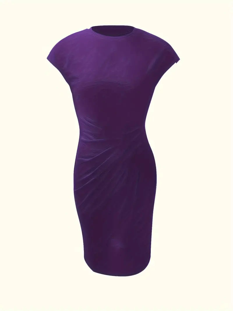 Mylene Midi Dress for Women – Elegant Flattering Cut & Round Neck, Available in Several Colors