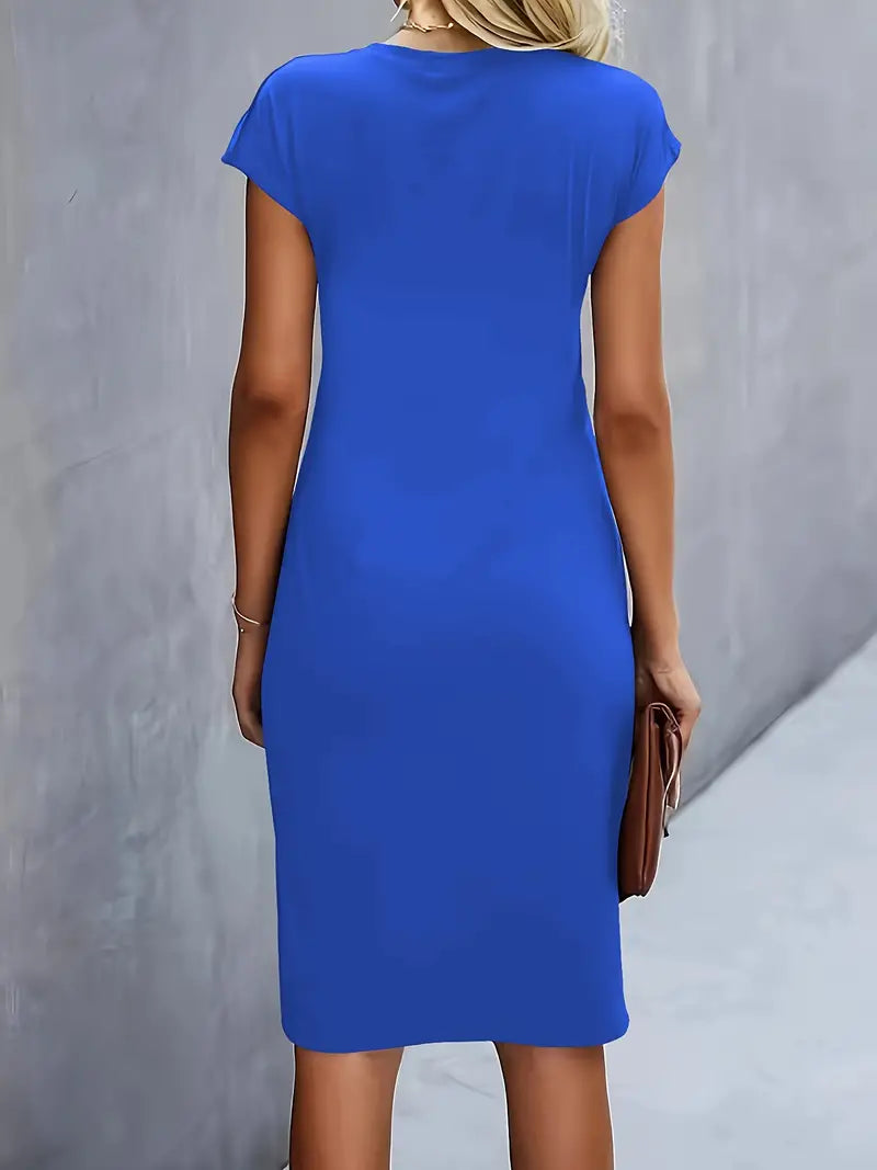 Mylene Midi Dress for Women – Elegant Flattering Cut & Round Neck, Available in Several Colors
