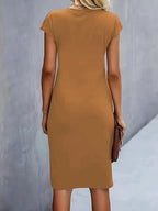 Mylene Midi Dress for Women – Elegant Flattering Cut & Round Neck, Available in Several Colors