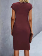 Mylene Midi Dress for Women – Elegant Flattering Cut & Round Neck, Available in Several Colors