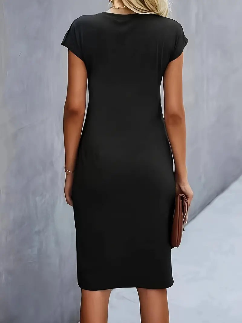 Mylene Midi Dress for Women – Elegant Flattering Cut & Round Neck, Available in Several Colors