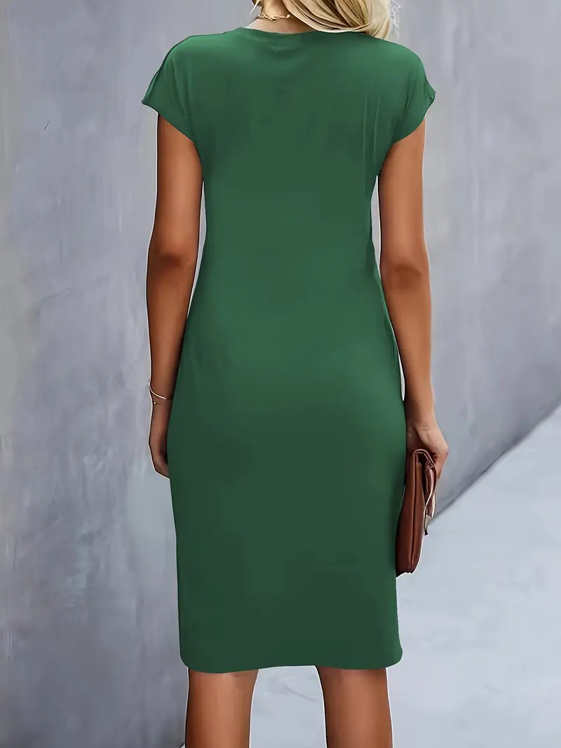 Mylene Midi Dress for Women – Elegant Flattering Cut & Round Neck, Available in Several Colors