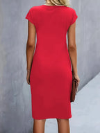 Mylene Midi Dress for Women – Elegant Flattering Cut & Round Neck, Available in Several Colors