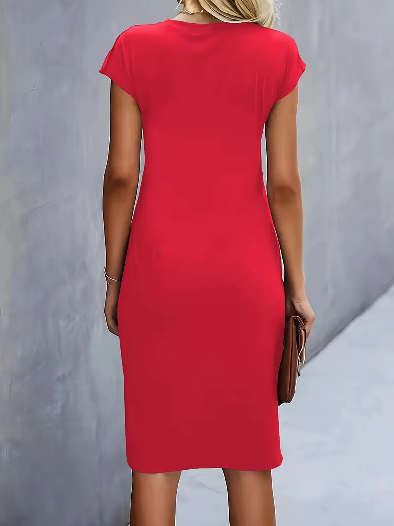 Mylene Midi Dress for Women – Elegant Flattering Cut & Round Neck, Available in Several Colors