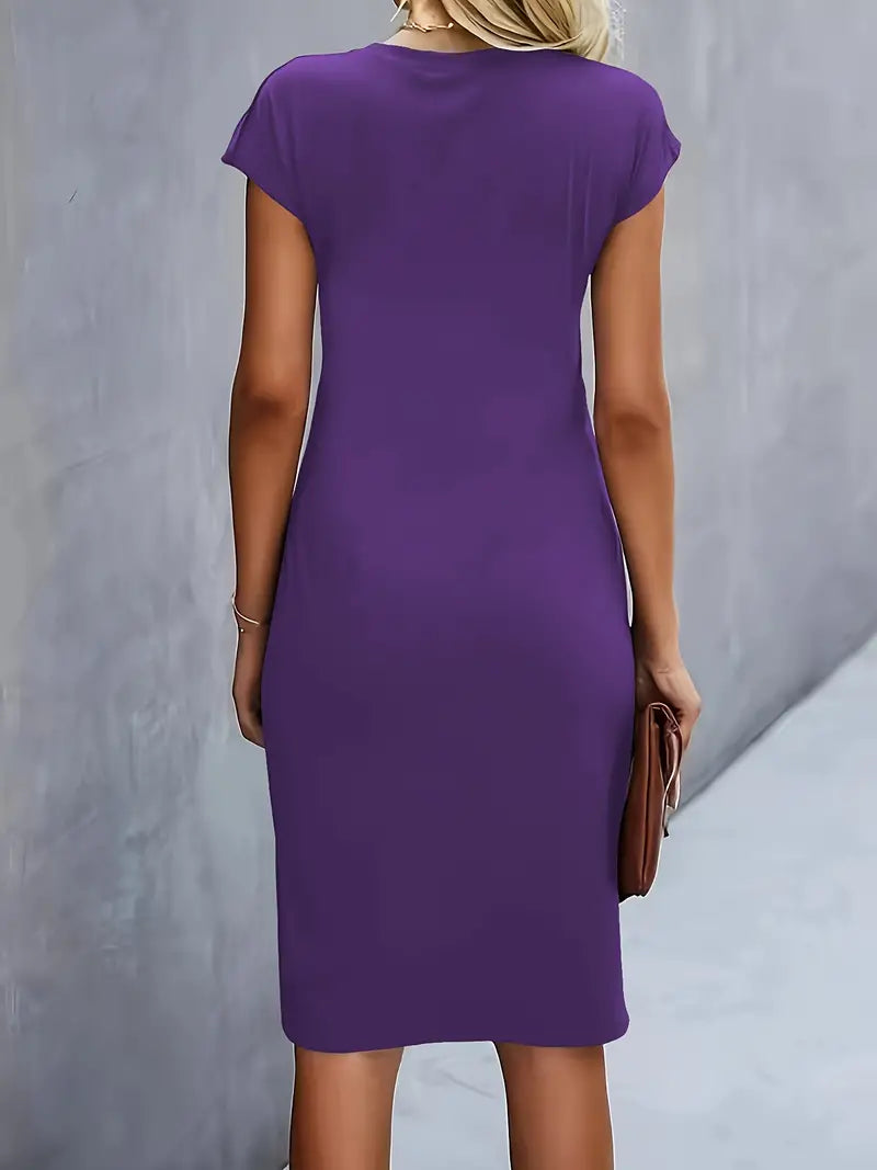 Mylene Midi Dress for Women – Elegant Flattering Cut & Round Neck, Available in Several Colors