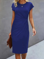 Mylene Midi Dress for Women – Elegant Flattering Cut & Round Neck, Available in Several Colors