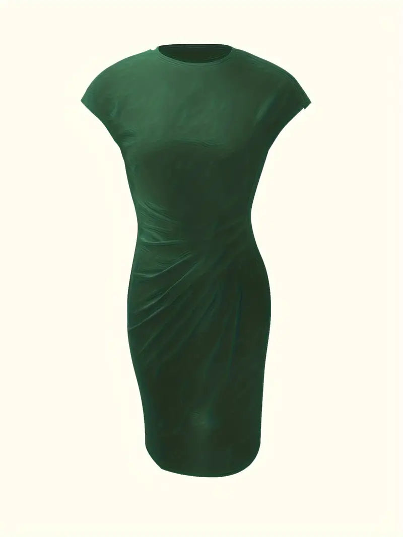 Mylene Midi Dress for Women – Elegant Flattering Cut & Round Neck, Available in Several Colors