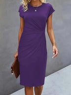 Mylene Midi Dress for Women – Elegant Flattering Cut & Round Neck, Available in Several Colors