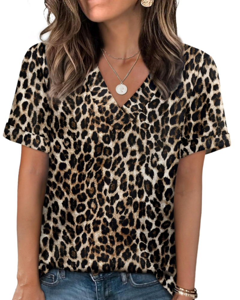 Elowin T-Shirt for Women – Casual Chic V-Neck Top, Comfortable Cut & Breathable Fabric, Summer