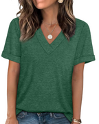 Elowin T-Shirt for Women – Casual Chic V-Neck Top, Comfortable Cut & Breathable Fabric, Summer