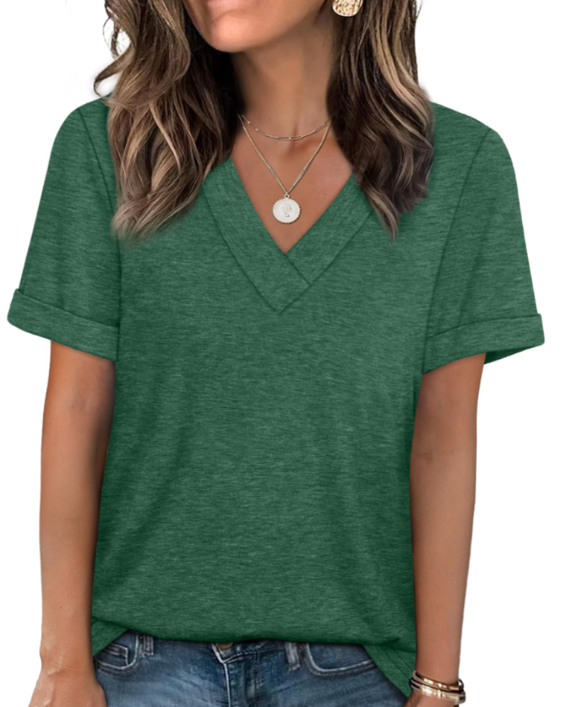 Elowin T-Shirt for Women – Casual Chic V-Neck Top, Comfortable Cut & Breathable Fabric, Summer
