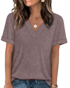 Elowin T-Shirt for Women – Casual Chic V-Neck Top, Comfortable Cut & Breathable Fabric, Summer