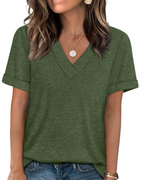 Elowin T-Shirt for Women – Casual Chic V-Neck Top, Comfortable Cut & Breathable Fabric, Summer