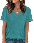 Elowin T-Shirt for Women – Casual Chic V-Neck Top, Comfortable Cut & Breathable Fabric, Summer