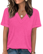 Elowin T-Shirt for Women – Casual Chic V-Neck Top, Comfortable Cut & Breathable Fabric, Summer
