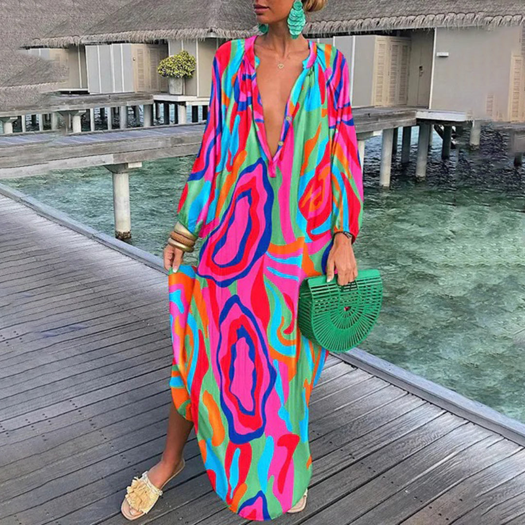 Paulette Long Dress for Women – Light Boho Maxi Style, Ideal for Beach and Summer
