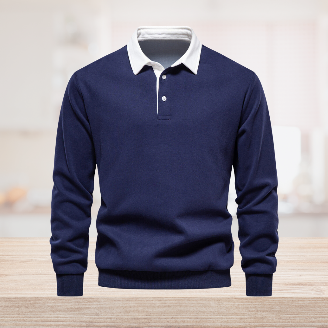 Hugo Polo Sweater for Men – Breathable Long-Sleeve Sweater with Classic Collar & Timeless Style
