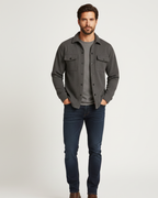 Noir Elan Overshirt for Men – Casual Chic Shirt Jacket in Blended Cotton, Regular Fit