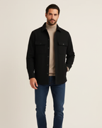 Noir Elan Overshirt for Men – Casual Chic Shirt Jacket in Blended Cotton, Regular Fit