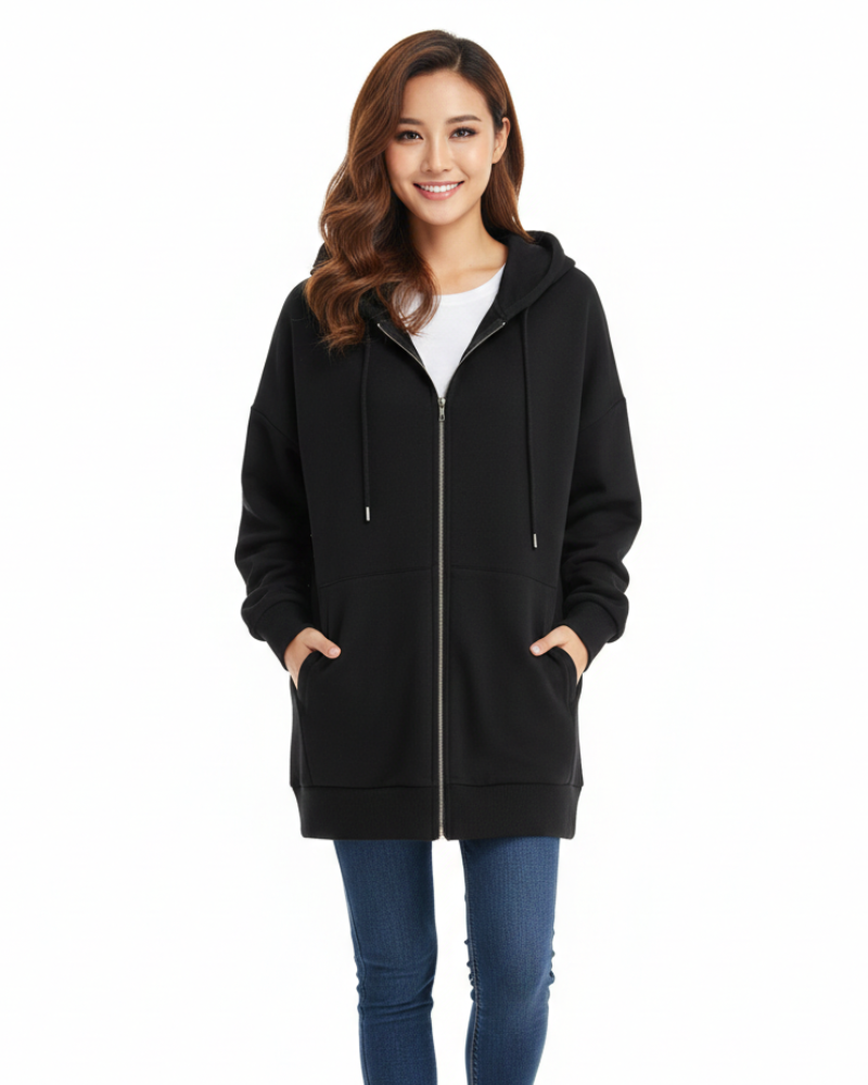 Remily Oversized Zip Hoodie for Women – Warm Hoodie with Hood & Comfort Cut