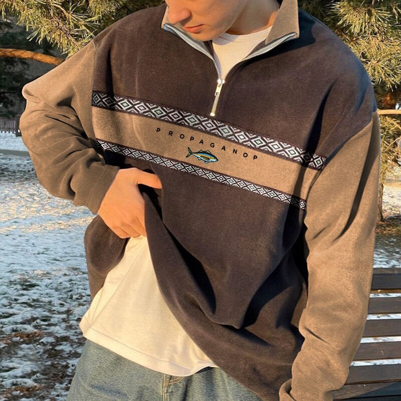 John Zip Sweater for Men – Elegant Retro Sweater with Comfortable Cut & Fall-Winter Style
