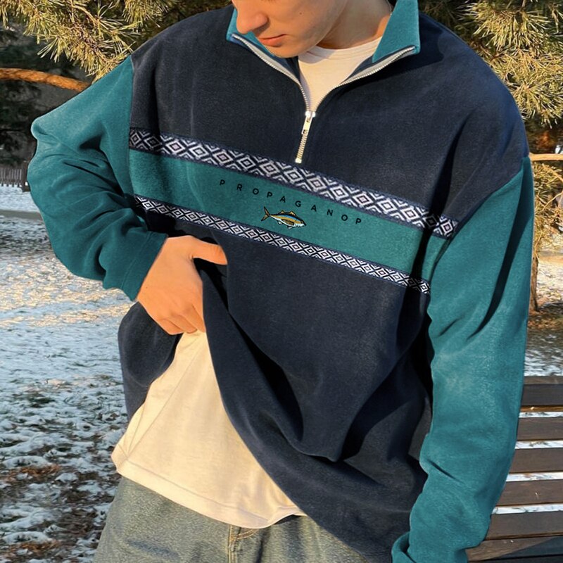 John Zip Sweater for Men – Elegant Retro Sweater with Comfortable Cut & Fall-Winter Style