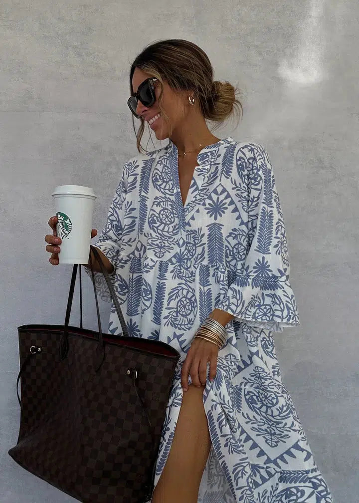 Anastasia Maxi Dress for Women – Boho Summer Dress with V-Neck & Airy Floral Print
