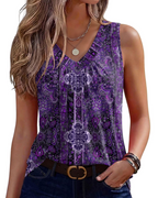 Kaira Sleeveless Top for Women – Pleated V-Neck Tank, Elegant Flowy Summer Cut