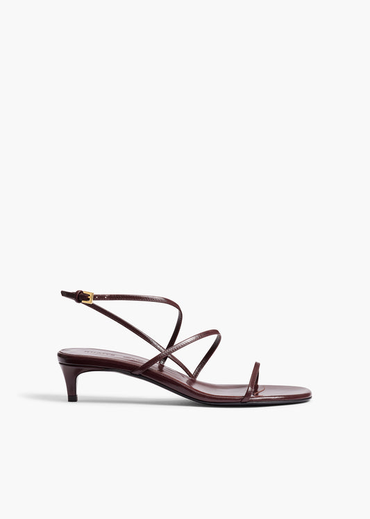 Loop Kitten Heel Sandal in Red Wine Leather