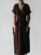 Leonie Linen Wrap Dress for Women – Elegant and Light Dress with Adjustable Cut, Summer