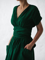 Leonie Linen Wrap Dress for Women – Elegant and Light Dress with Adjustable Cut, Summer
