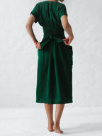 Leonie Linen Wrap Dress for Women – Elegant and Light Dress with Adjustable Cut, Summer
