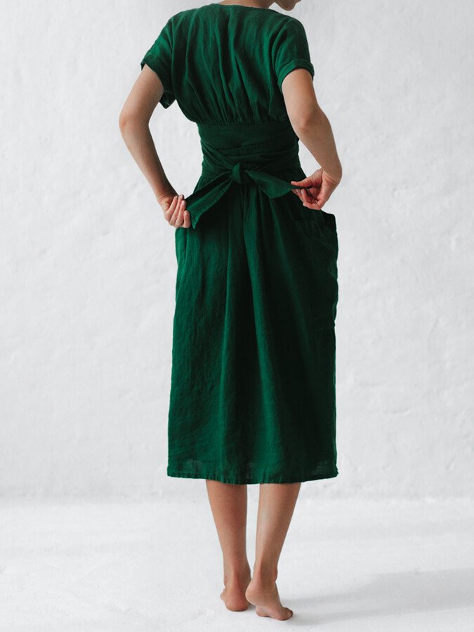 Leonie Linen Wrap Dress for Women – Elegant and Light Dress with Adjustable Cut, Summer