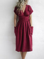 Leonie Linen Wrap Dress for Women – Elegant and Light Dress with Adjustable Cut, Summer