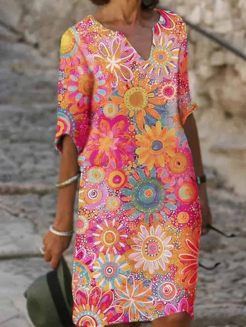 Brianna Boho Dress for Women – Summer Dress with Floral Print, Flowy Cut & Casual Chic Style