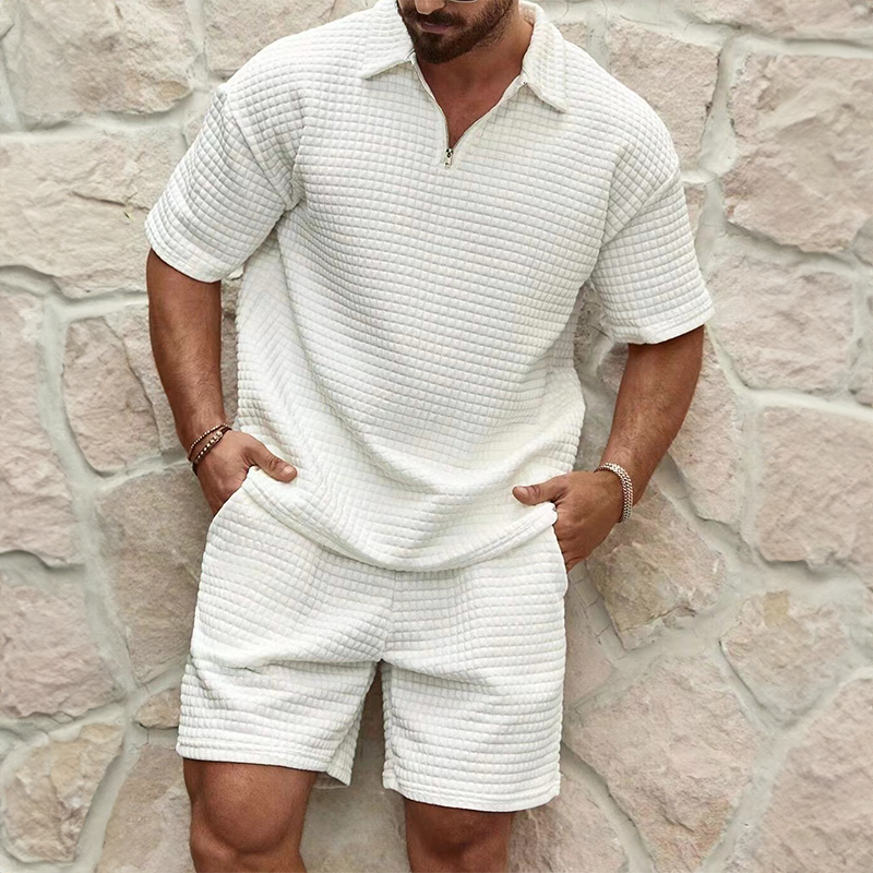 Silas Luxury Set for Men – Breathable Cotton Polo and Matching Shorts, Summer Comfort
