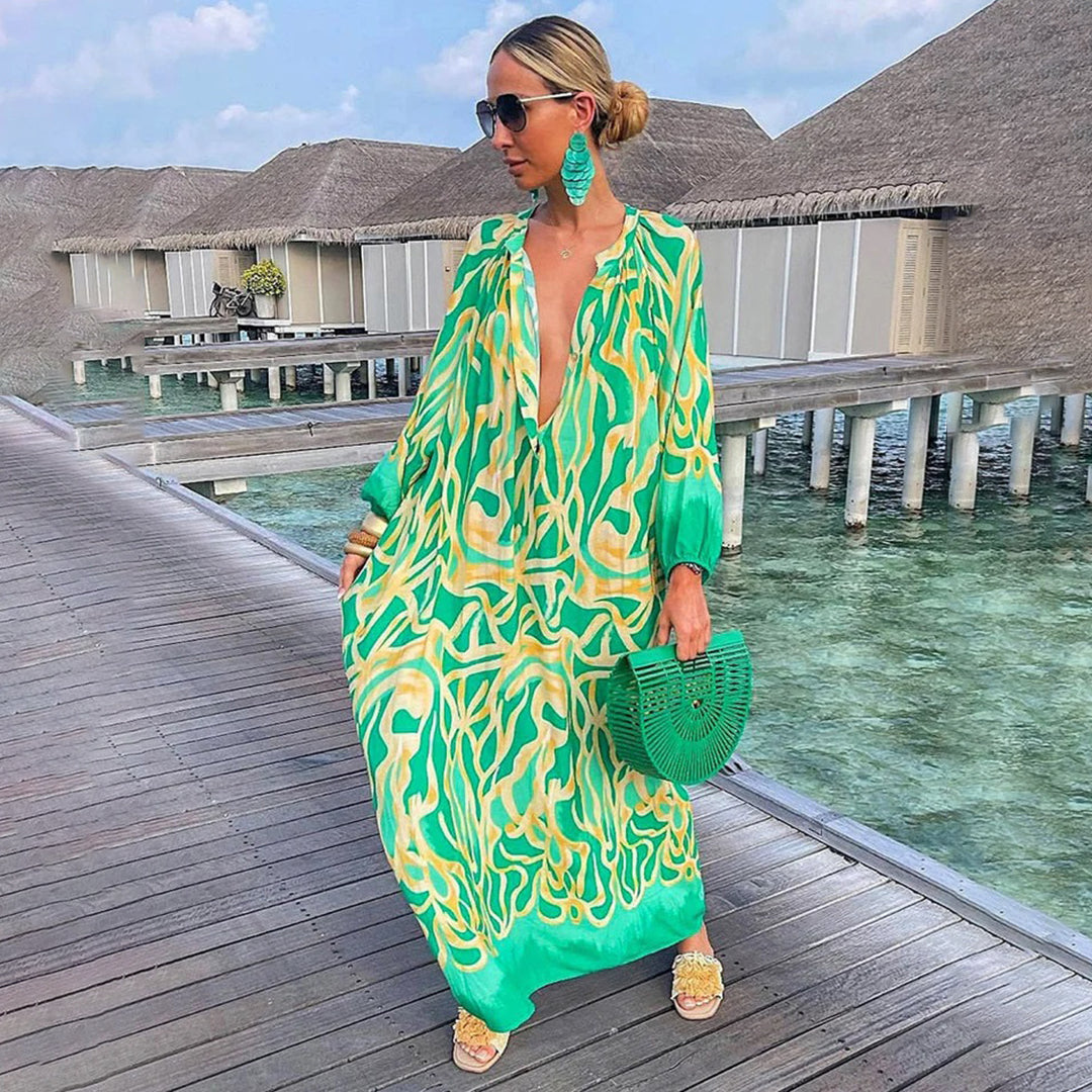 Amelia Boho Dress for Women – Summer Dress in Blended Cotton with Flattering Cut & Chic Style