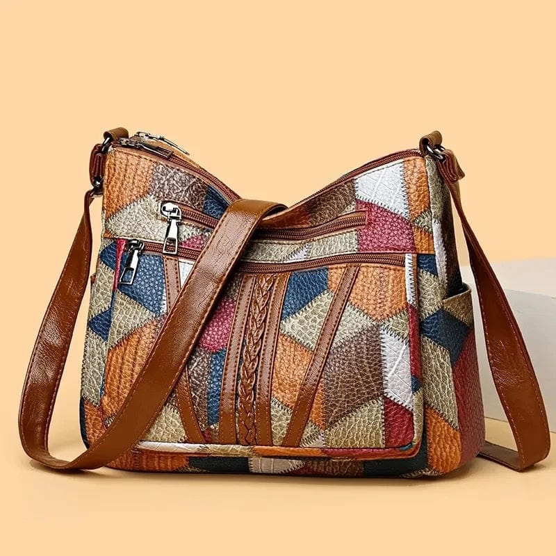Marysol Handbag for Women – Patchwork Leather Bag with Mosaic Design & Handy Compartments
