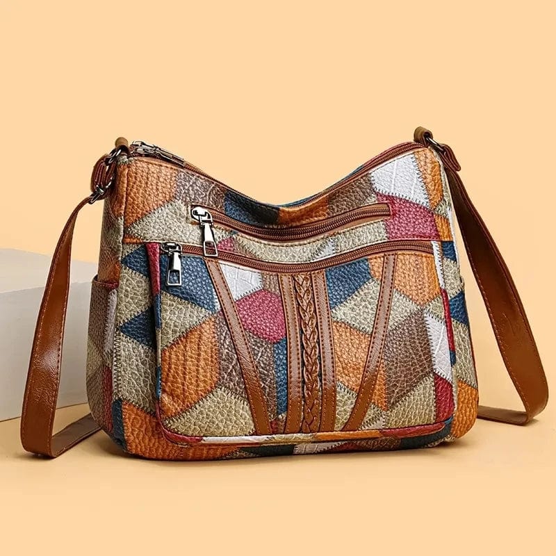 Marysol Handbag for Women – Patchwork Leather Bag with Mosaic Design & Handy Compartments