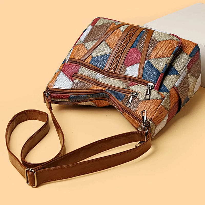 Marysol Handbag for Women – Patchwork Leather Bag with Mosaic Design & Handy Compartments