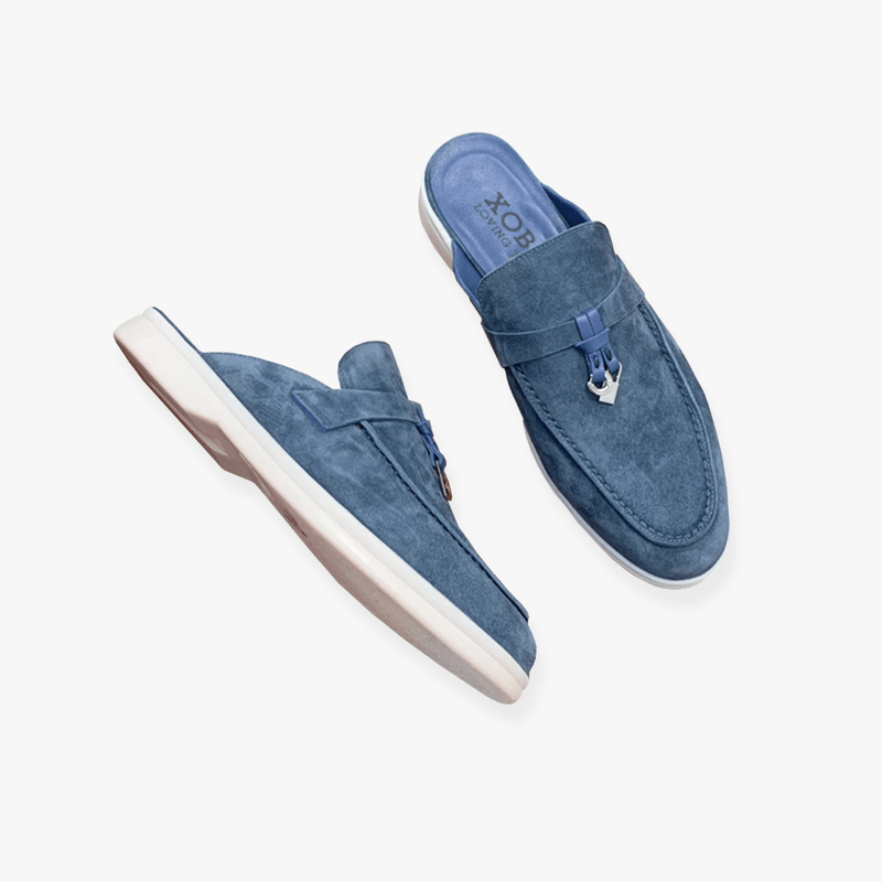 Emary Mules for Women – Slip-On Mules with Buckle Detail & Chic Flat Comfort