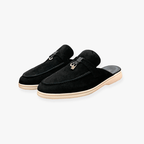 Emary Mules for Women – Slip-On Mules with Buckle Detail & Chic Flat Comfort