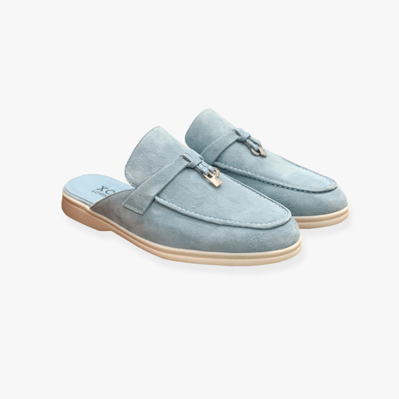 Emary Mules for Women – Slip-On Mules with Buckle Detail & Chic Flat Comfort