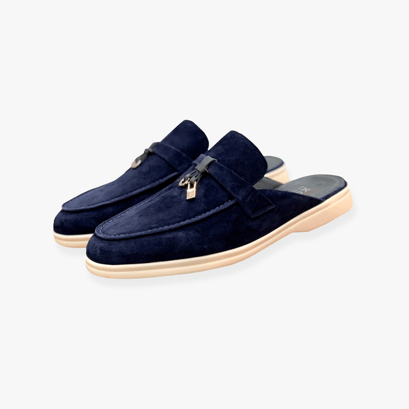 Emary Mules for Women – Slip-On Mules with Buckle Detail & Chic Flat Comfort