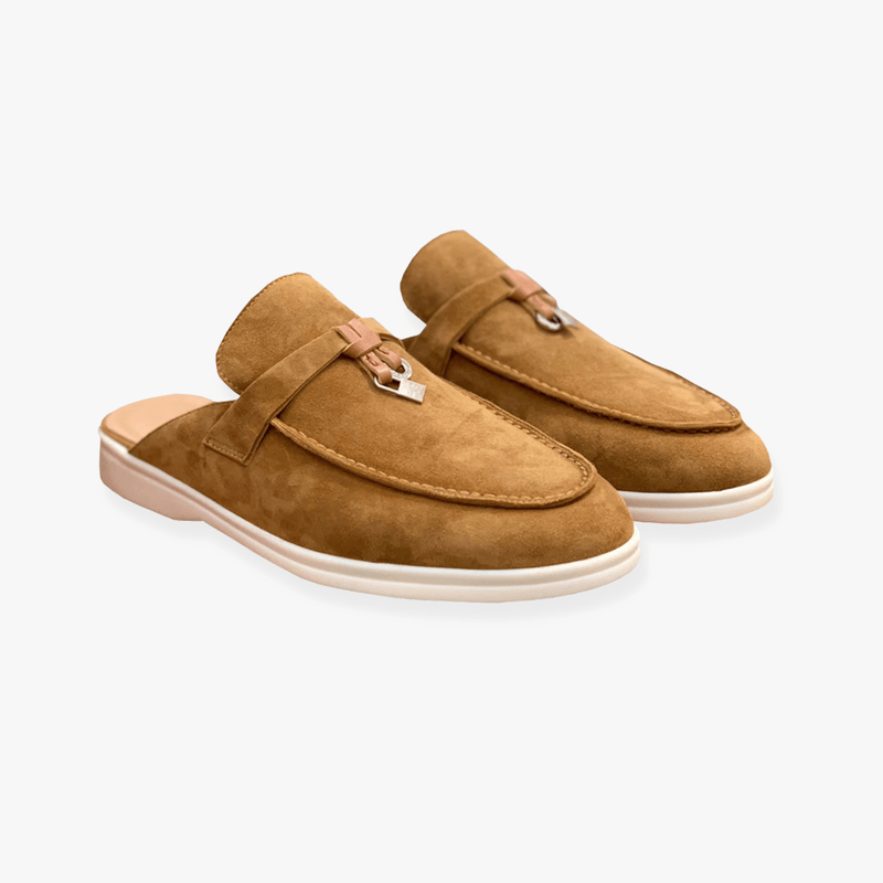 Emary Mules for Women – Slip-On Mules with Buckle Detail & Chic Flat Comfort