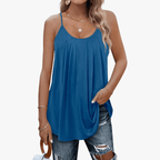 Jazzy Summer Top for Women – Adjustable Straps, Breathable Stretch Fabric & Gathered Loose Cut
