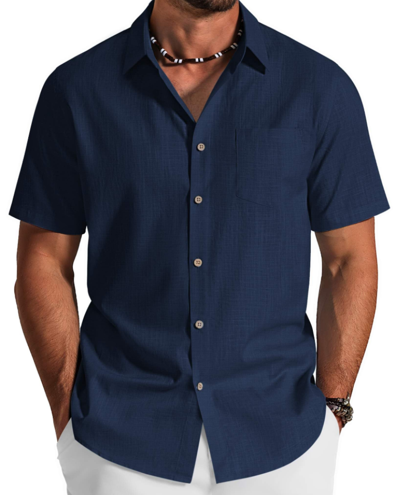 Noah Shirt for Men – Cotton Lyocell Short-Sleeve Shirt, Textured Summer Style