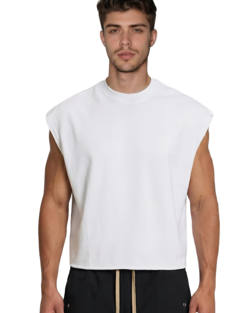 Zayn Tank Top for Men – Cropped Oversized Tank, Streetwear French Terry