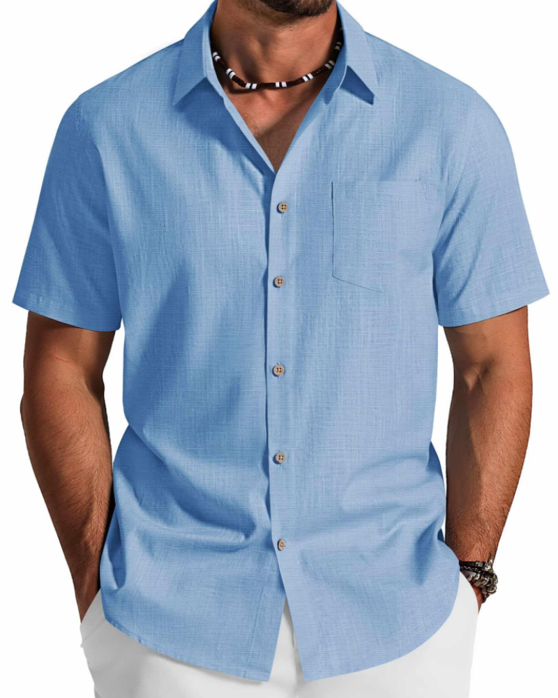 Noah Shirt for Men – Cotton Lyocell Short-Sleeve Shirt, Textured Summer Style